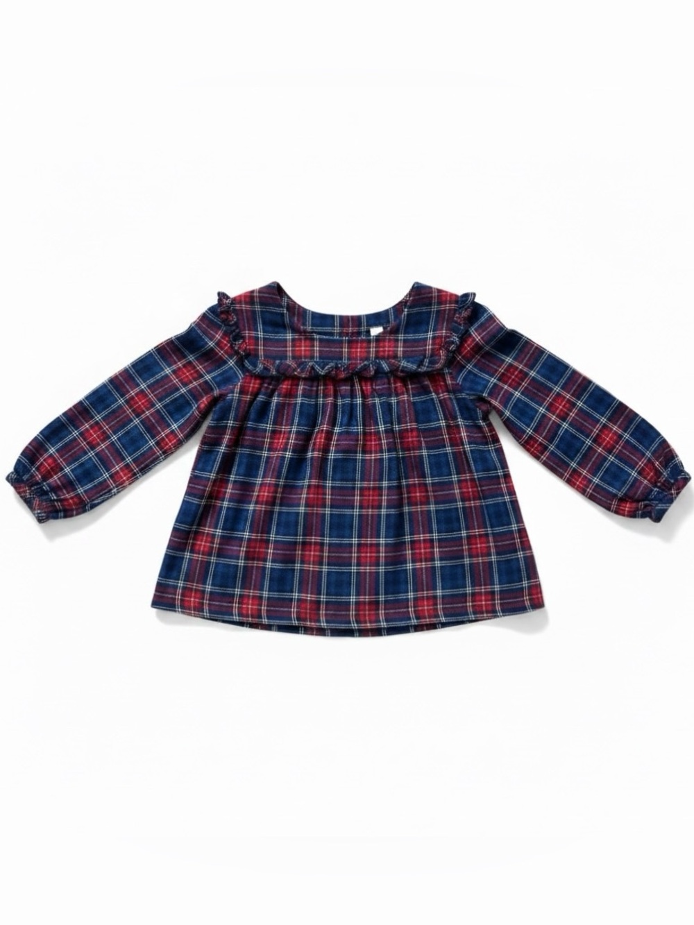 OshKosh B’gosh Toddler Girl Plaid Ruffle Top 2T Red Blue Christmas Holiday
